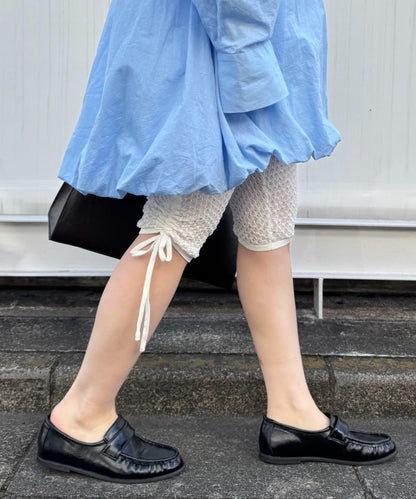 willow 針織蕾絲 側抽褶 七分褲