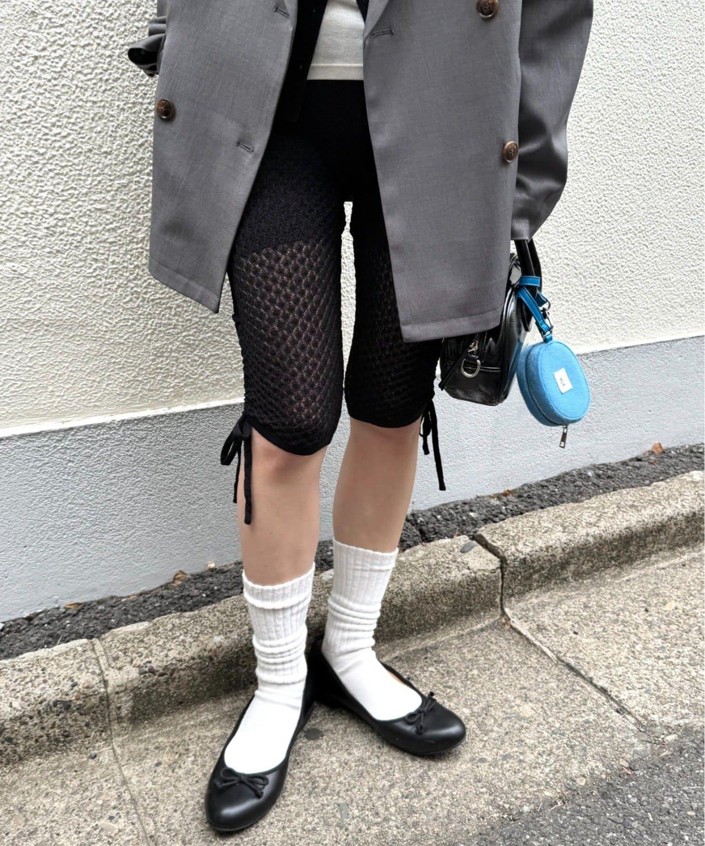 willow 針織蕾絲 側抽褶 七分褲