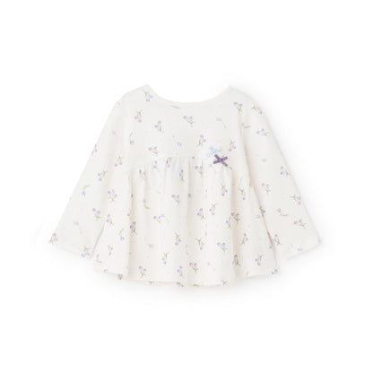 有機材質 荷葉邊設計 長袖T恤