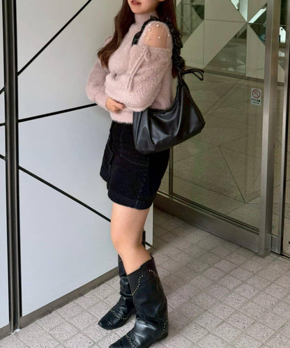 RMAF 露肌珍珠設計針織上衣