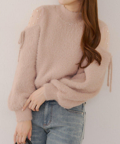 RMAF 露肌珍珠設計針織上衣