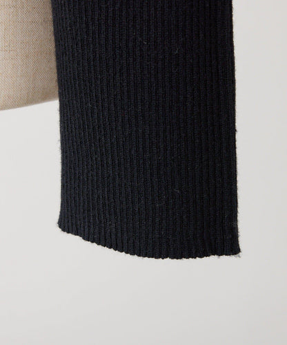 異材質拼接 一字肩 針織上衣