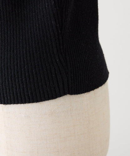 異材質拼接 一字肩 針織上衣