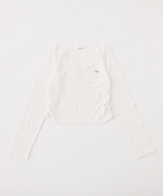 金屬裝飾前抽褶上衣