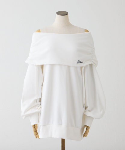 露肩連帽衛衣連衣裙