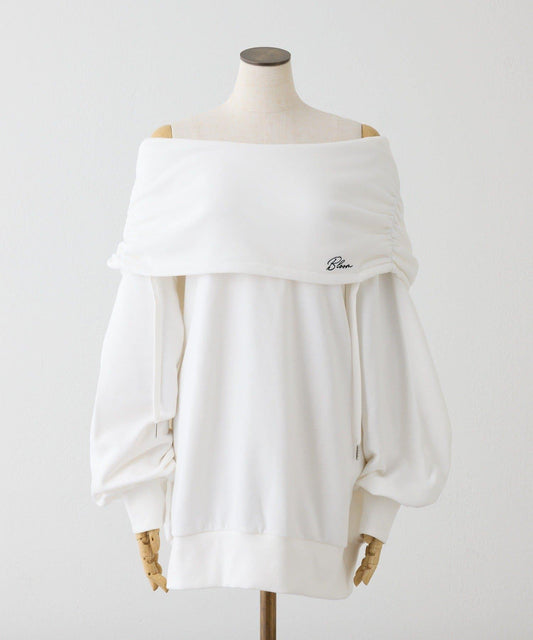 露肩連帽衛衣連衣裙