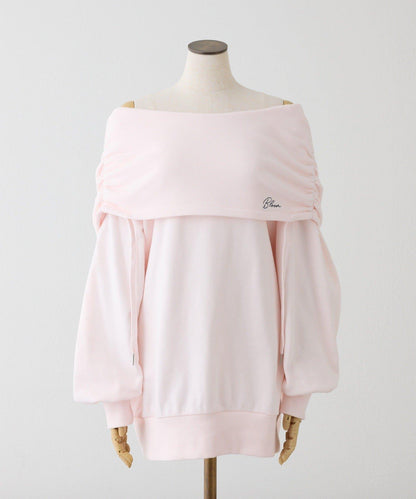 露肩連帽衛衣連衣裙