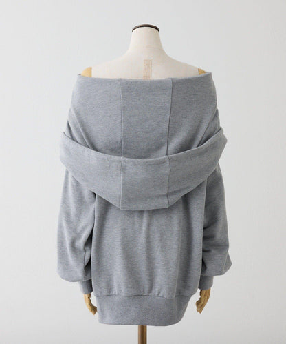 露肩連帽衛衣連衣裙