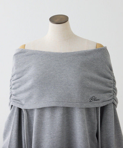 露肩連帽衛衣連衣裙