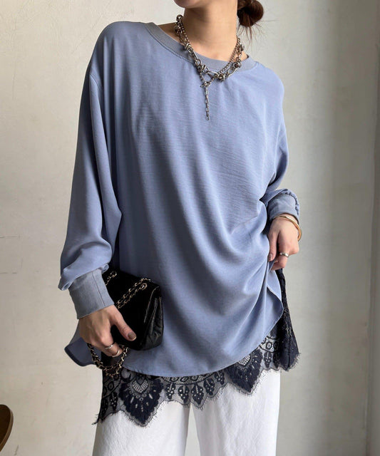 袖口羅紋 後排扣 喬其面料 套頭上衣