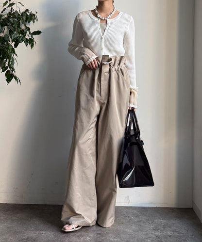 袖部透紗拼接羅紋針織開衫