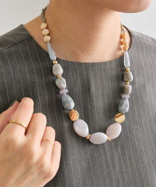 ear PAPILLONNER 混色大理石紋樹脂項鍊