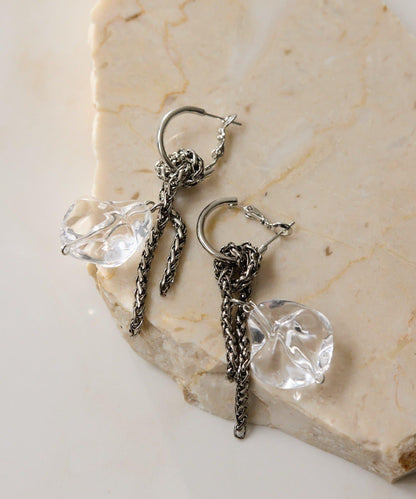 鏈條拼接透明樹脂耳環