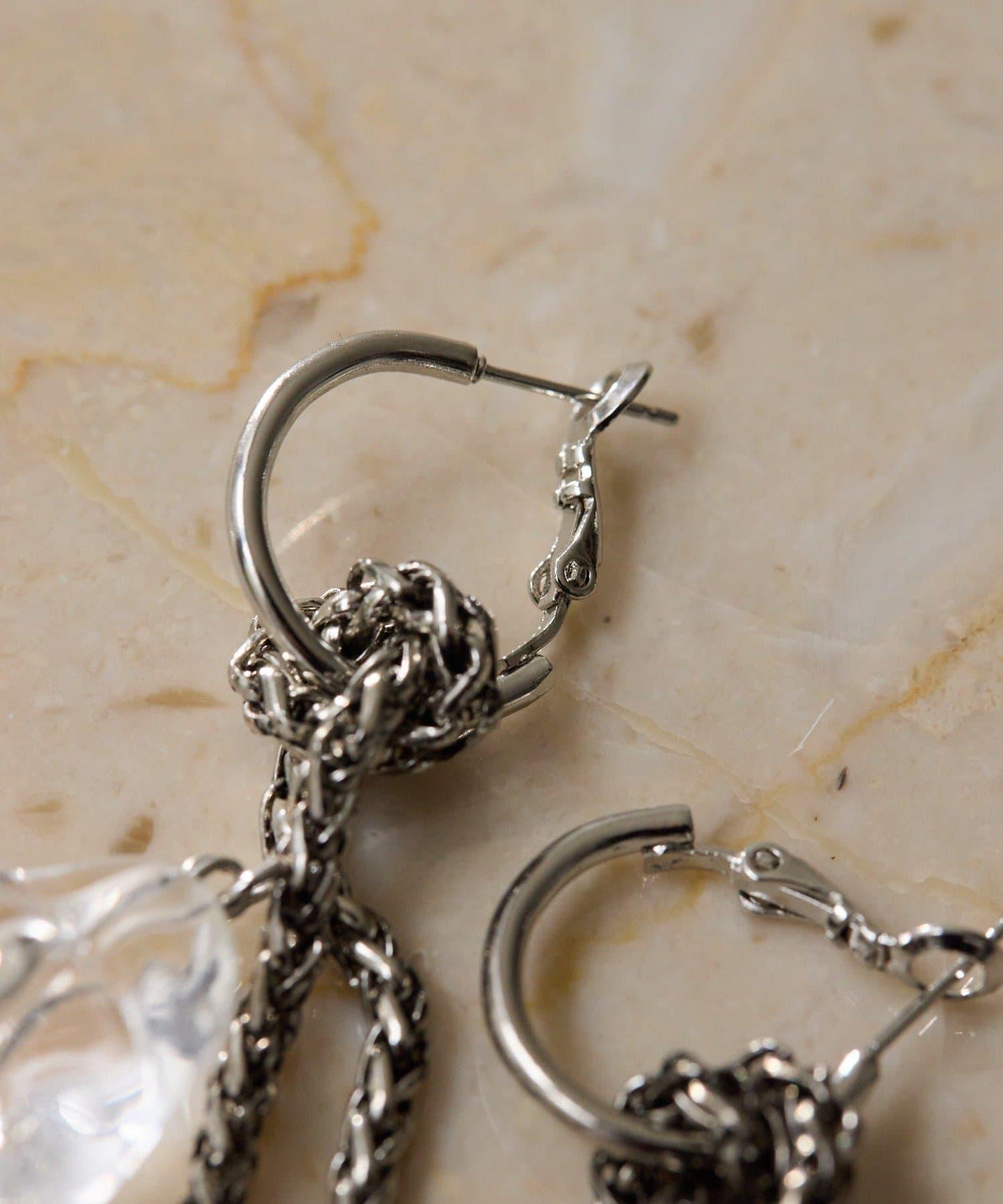 鏈條拼接透明樹脂耳環