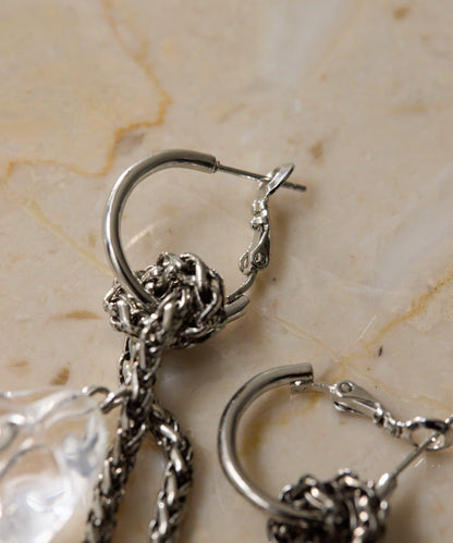 鏈條拼接透明樹脂耳環