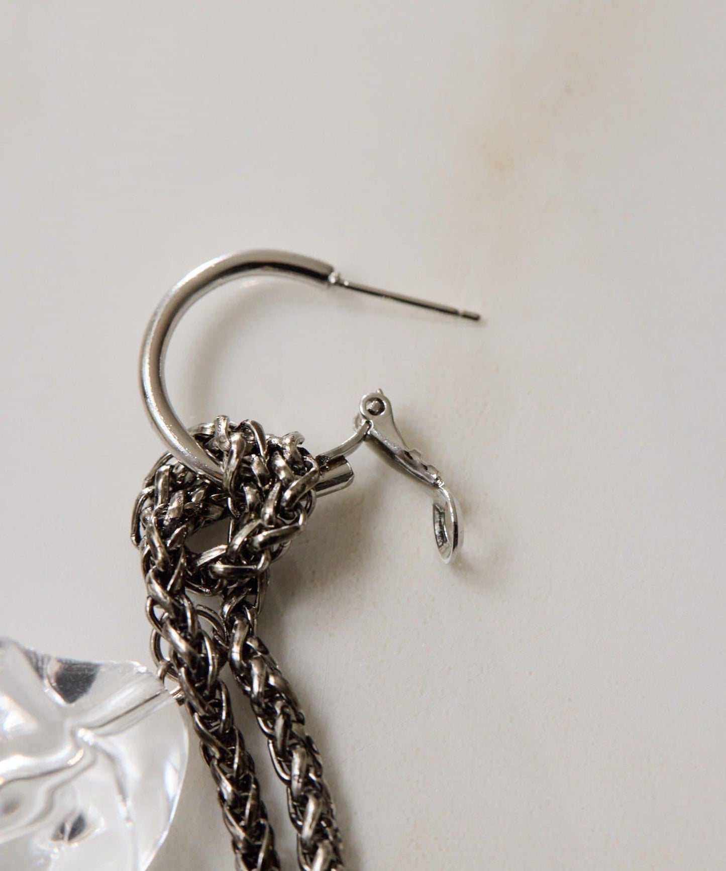 鏈條拼接透明樹脂耳環