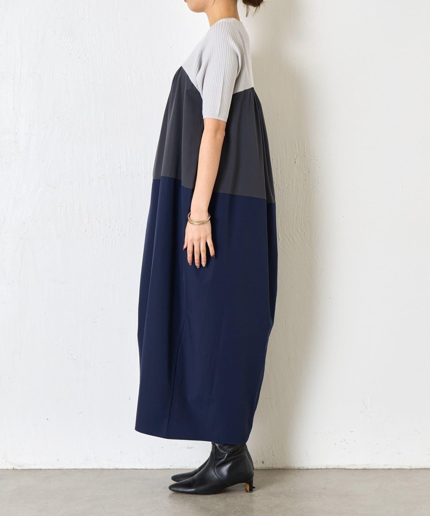 撞色拼接連衣裙