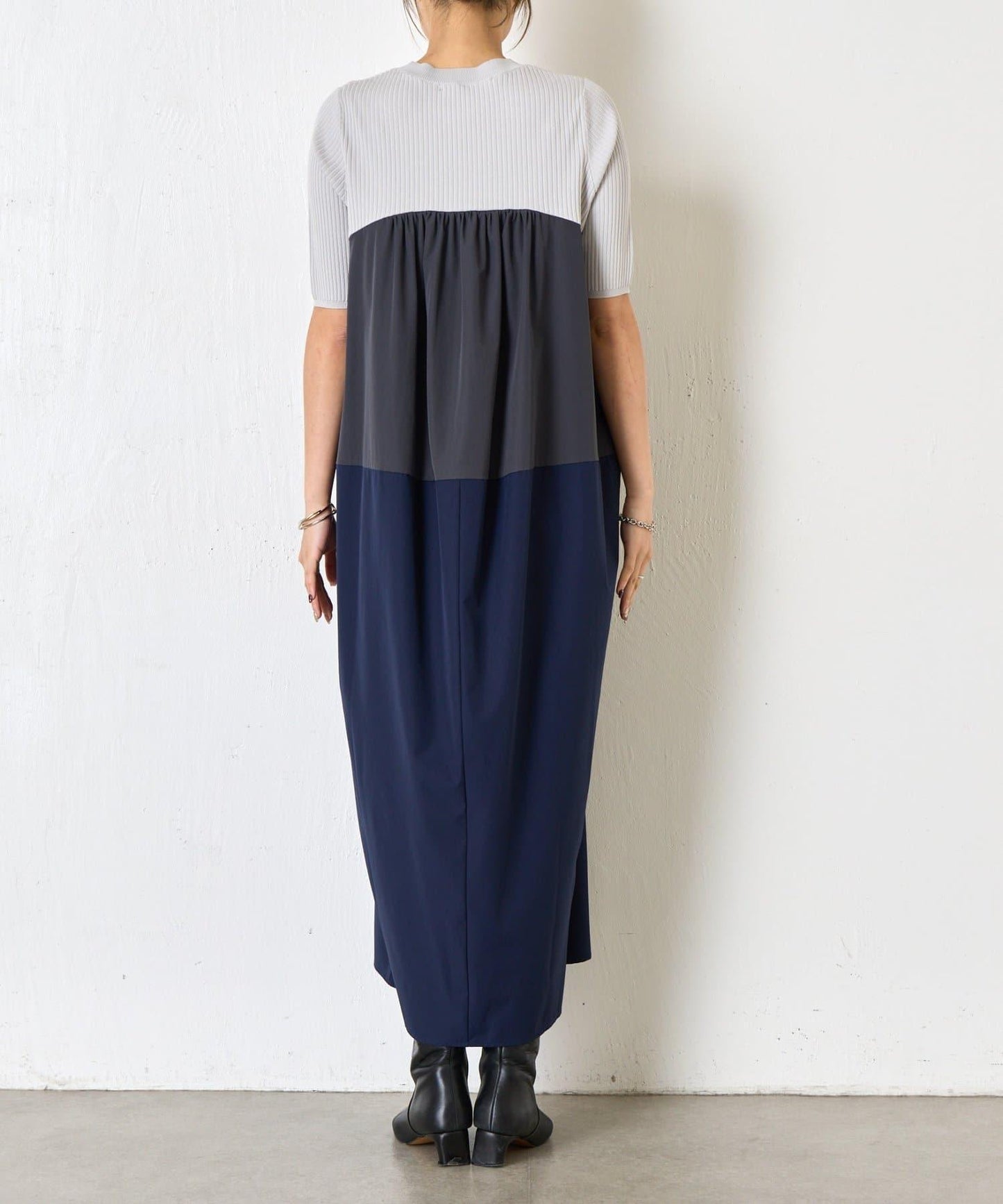 撞色拼接連衣裙