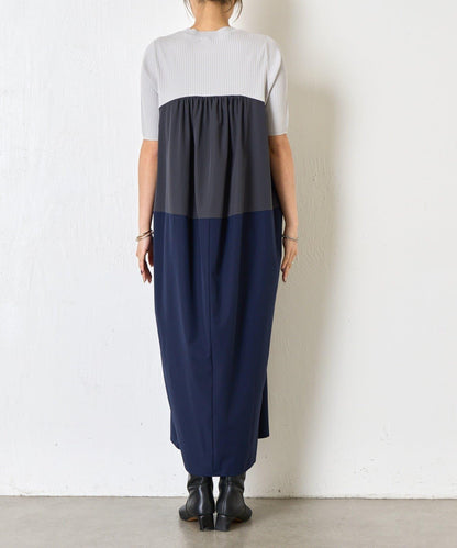 撞色拼接連衣裙