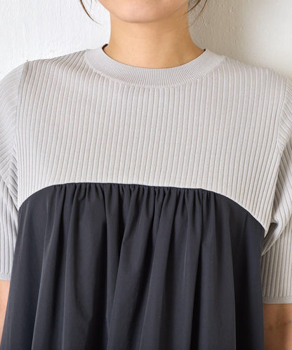 撞色拼接連衣裙