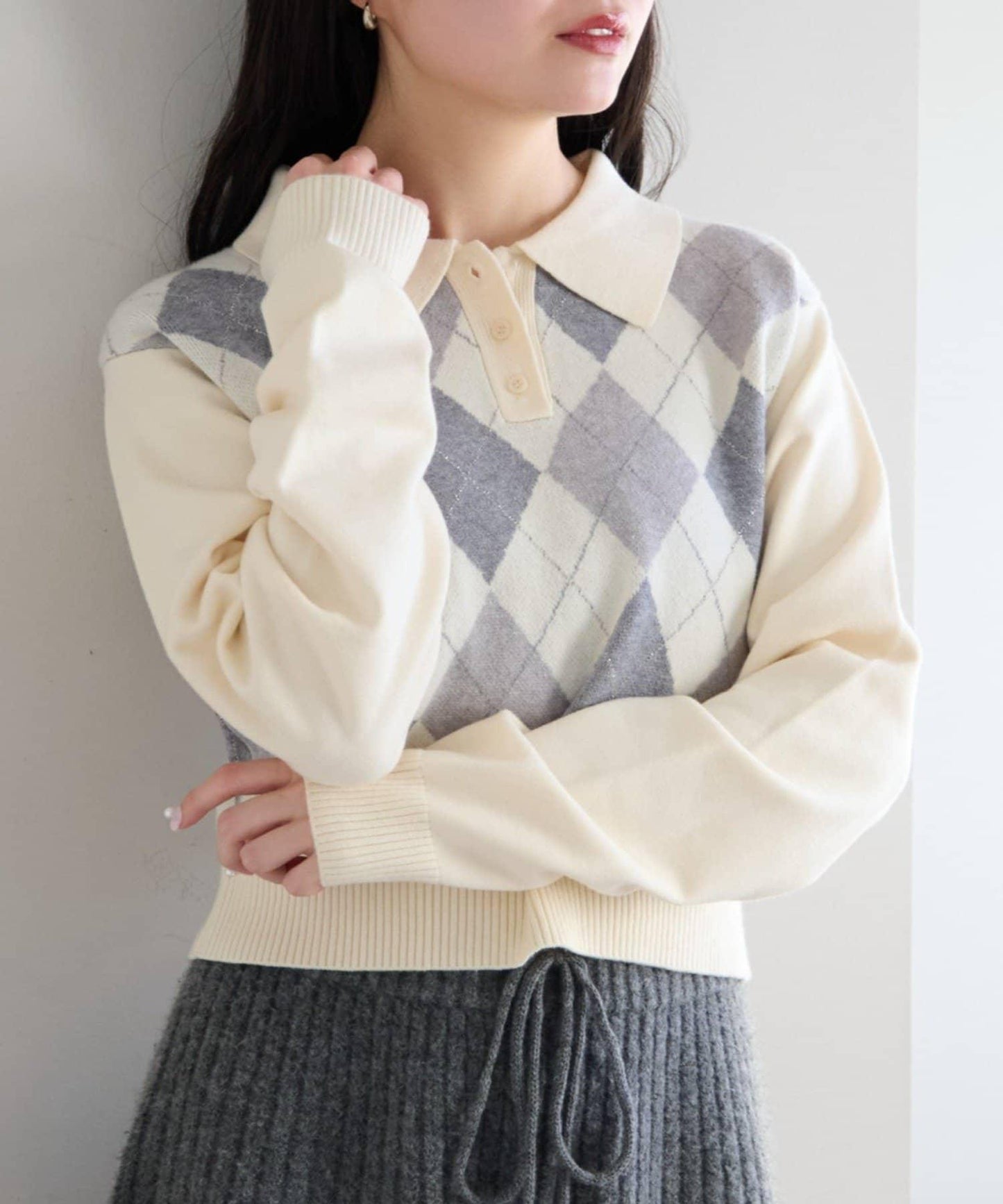 菱格POLO針織上衣