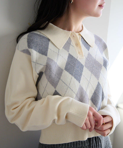 菱格POLO針織上衣