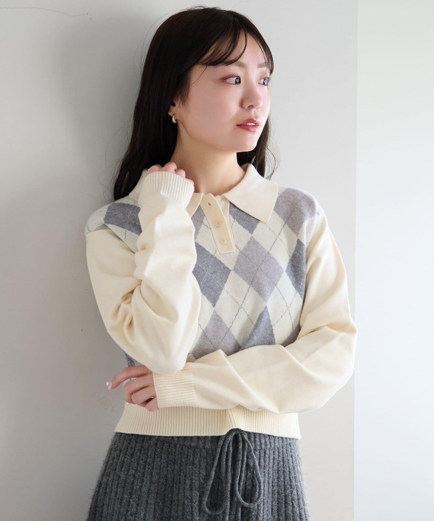 菱格POLO針織上衣