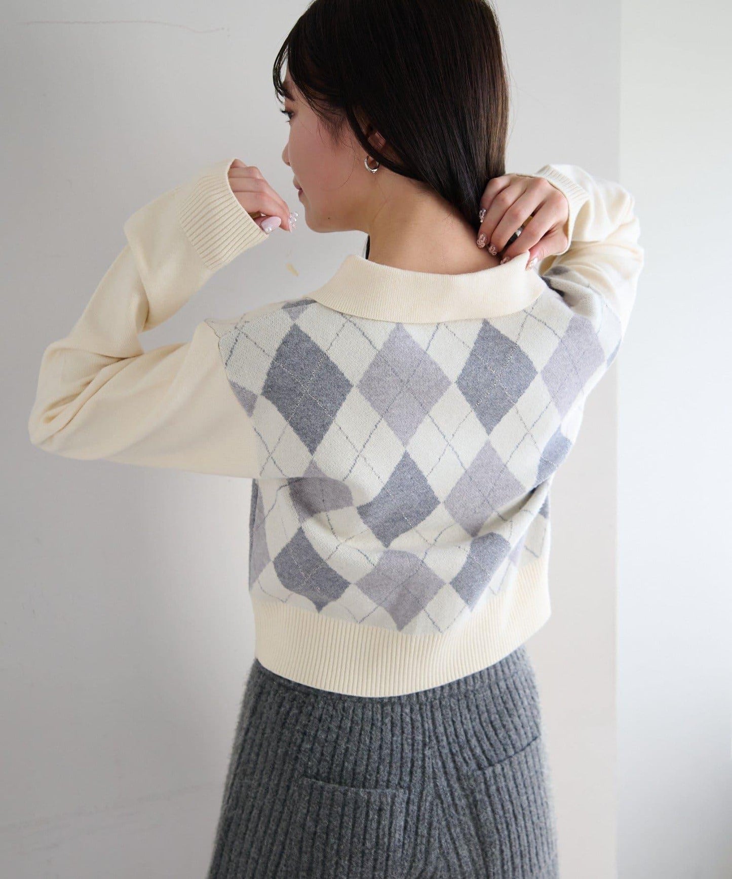 菱格POLO針織上衣