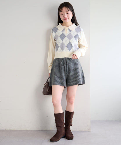 菱格POLO針織上衣