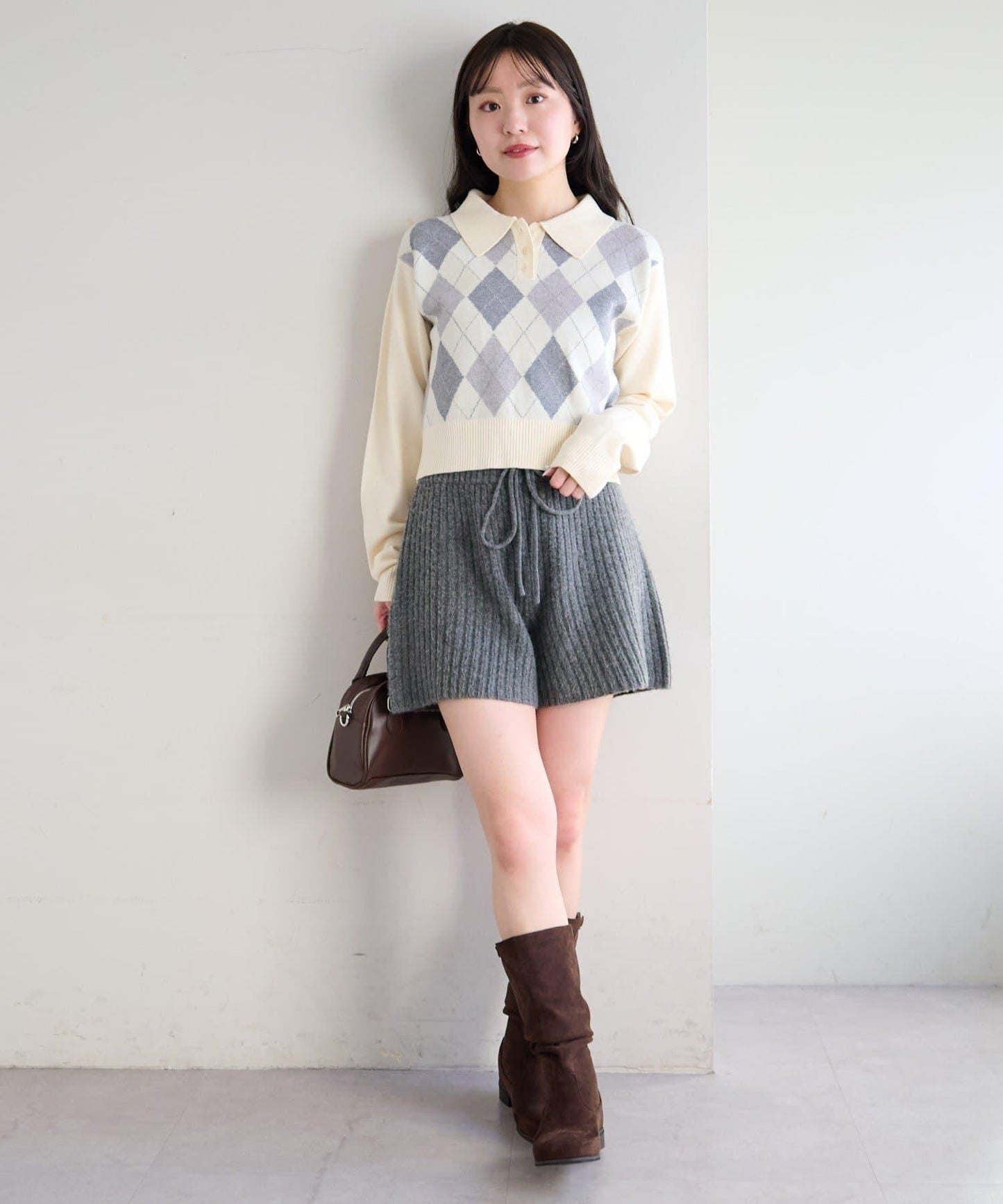 菱格POLO針織上衣