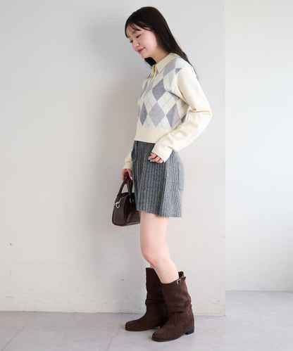 菱格POLO針織上衣