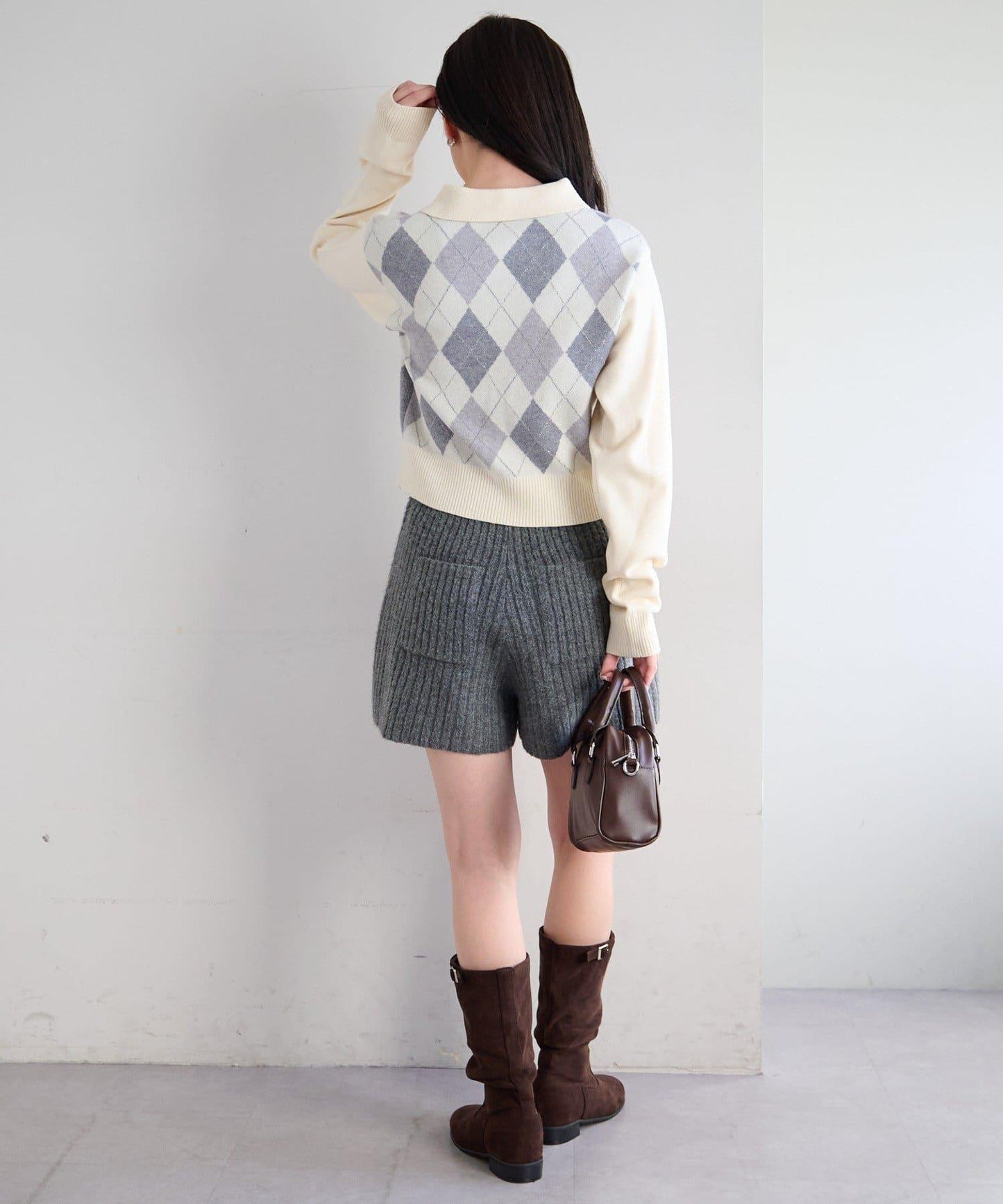 菱格POLO針織上衣