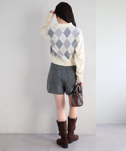 菱格POLO針織上衣