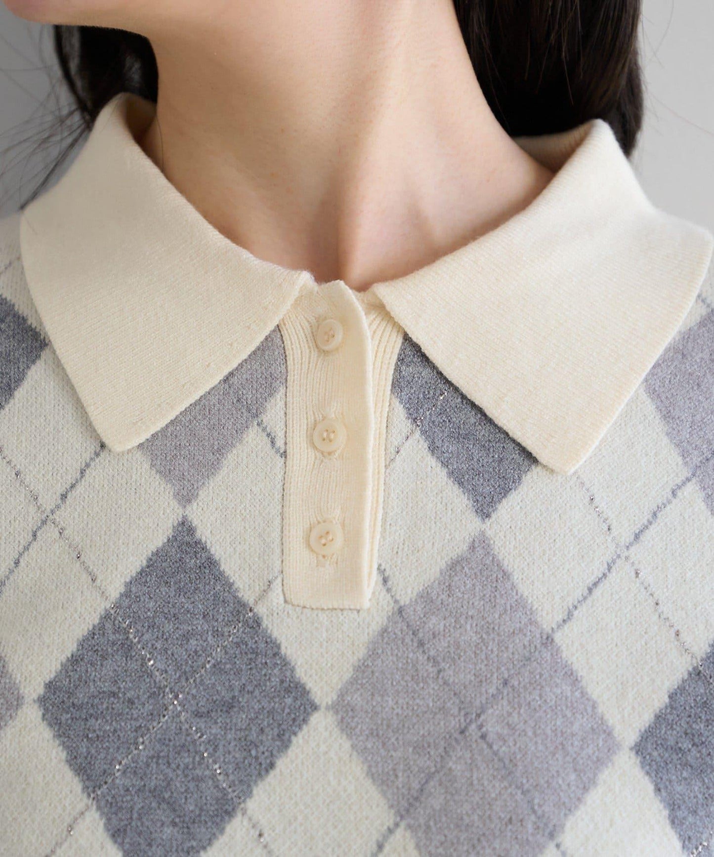 菱格POLO針織上衣