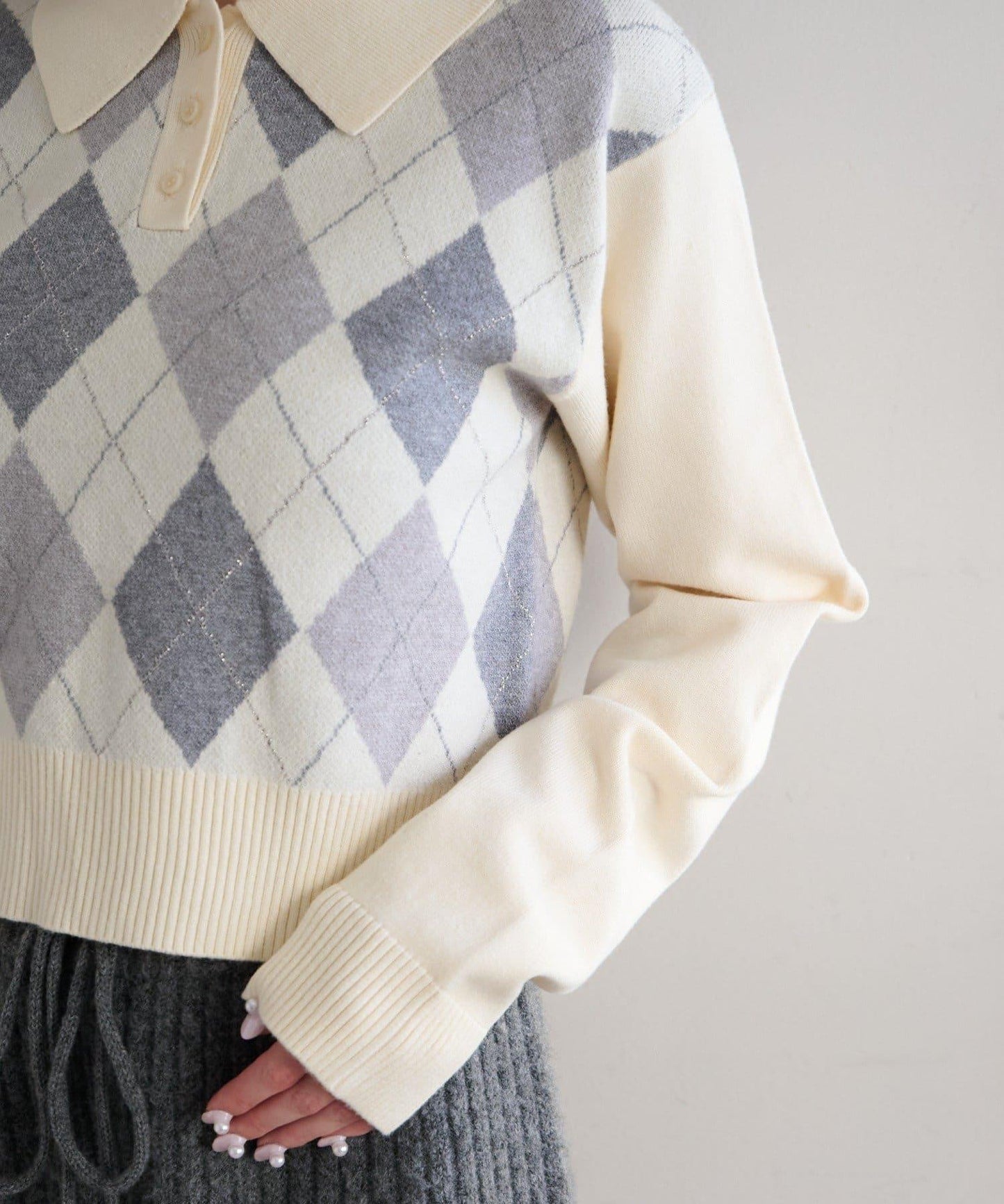 菱格POLO針織上衣