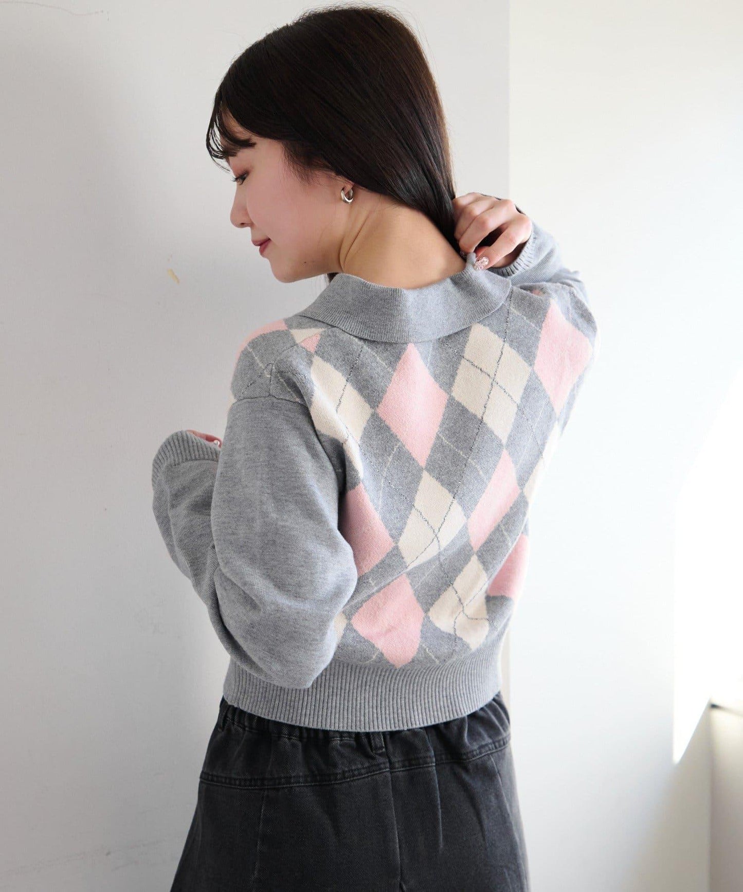 菱格POLO針織上衣