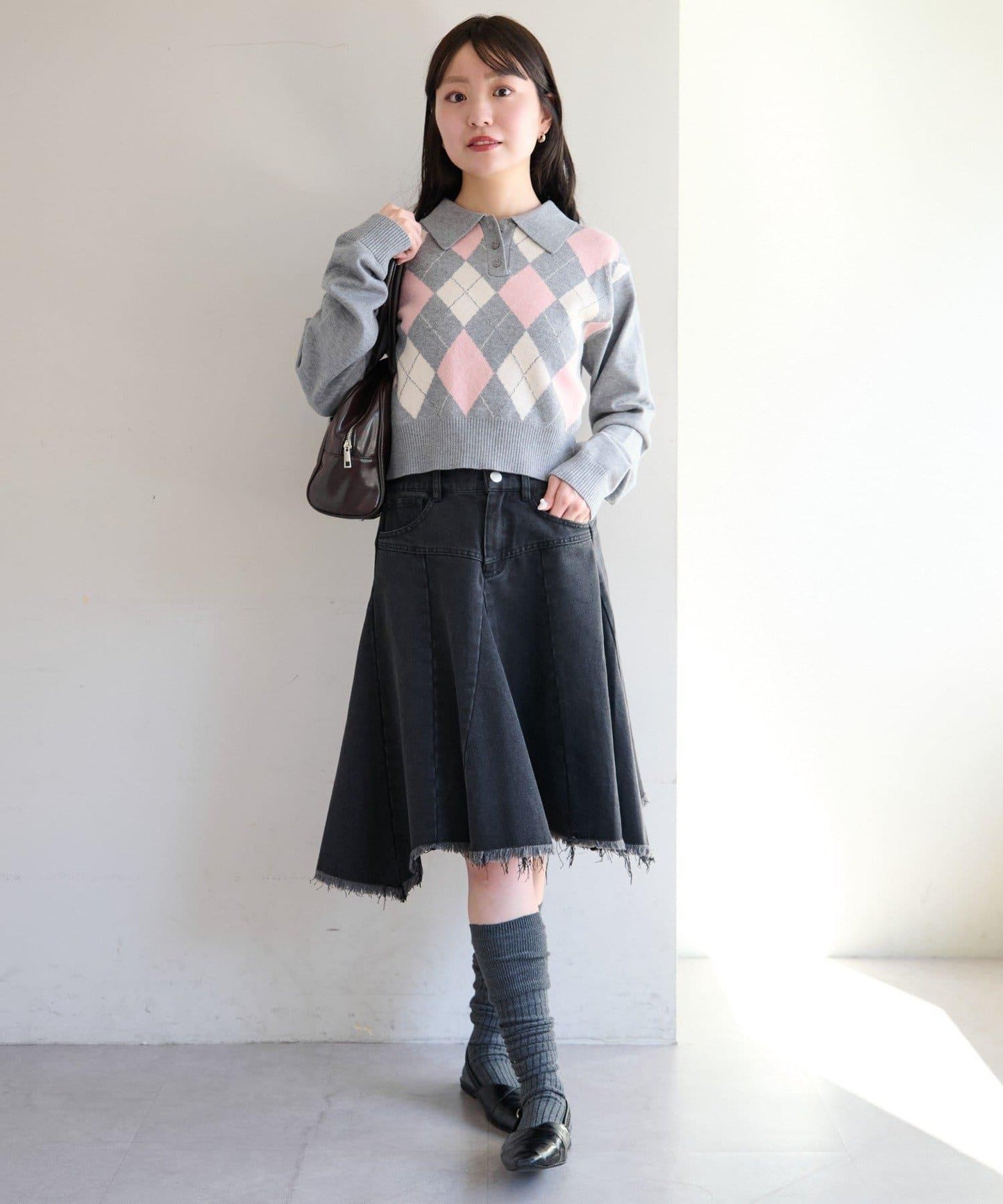 菱格POLO針織上衣