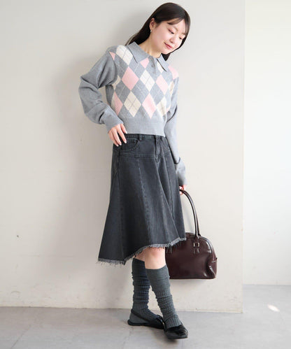 菱格POLO針織上衣