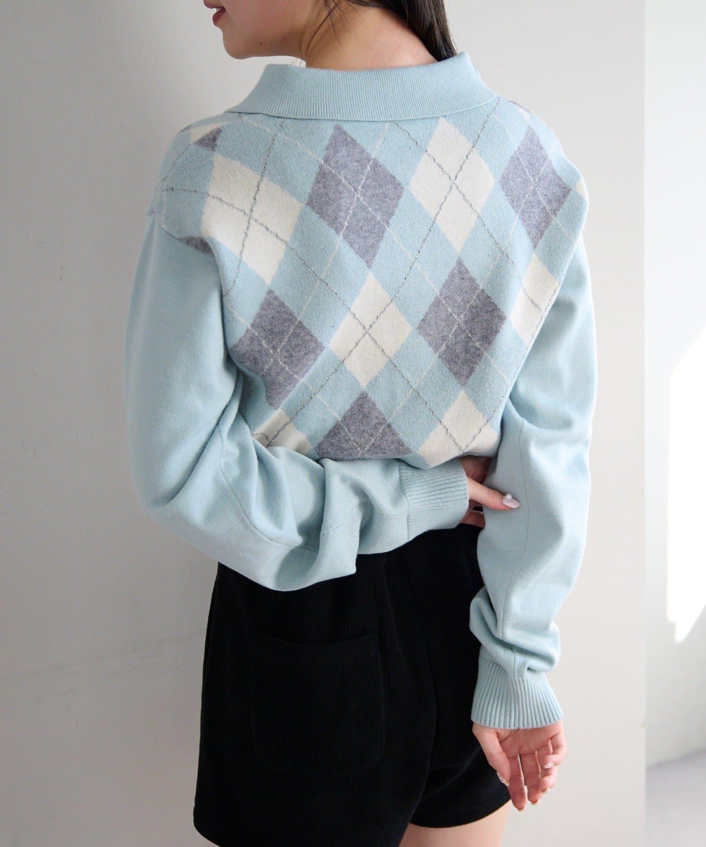 菱格POLO針織上衣