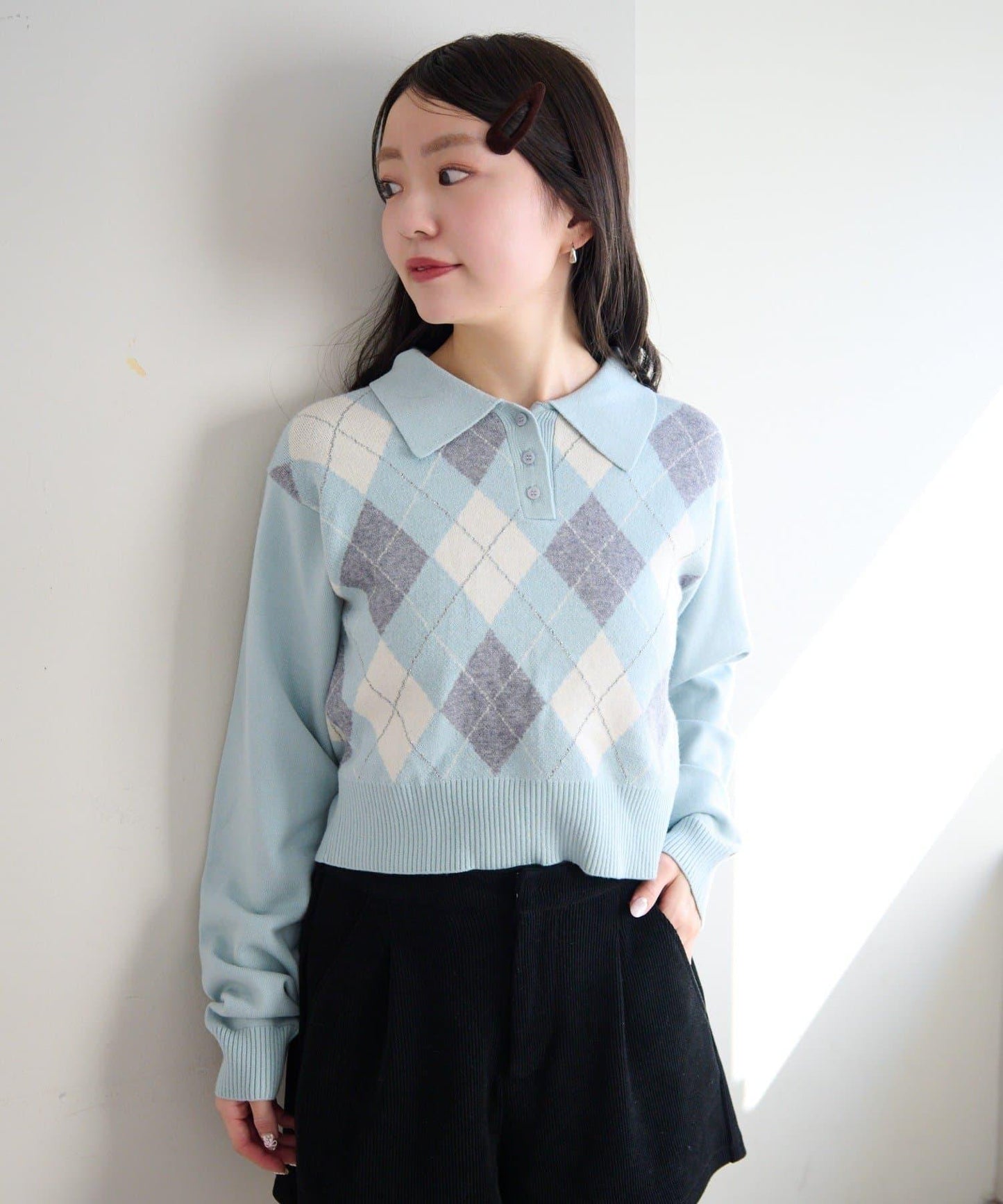 菱格POLO針織上衣