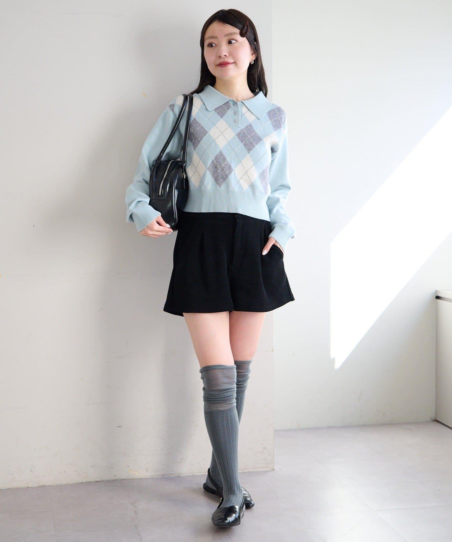 菱格POLO針織上衣