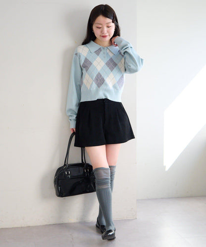 菱格POLO針織上衣