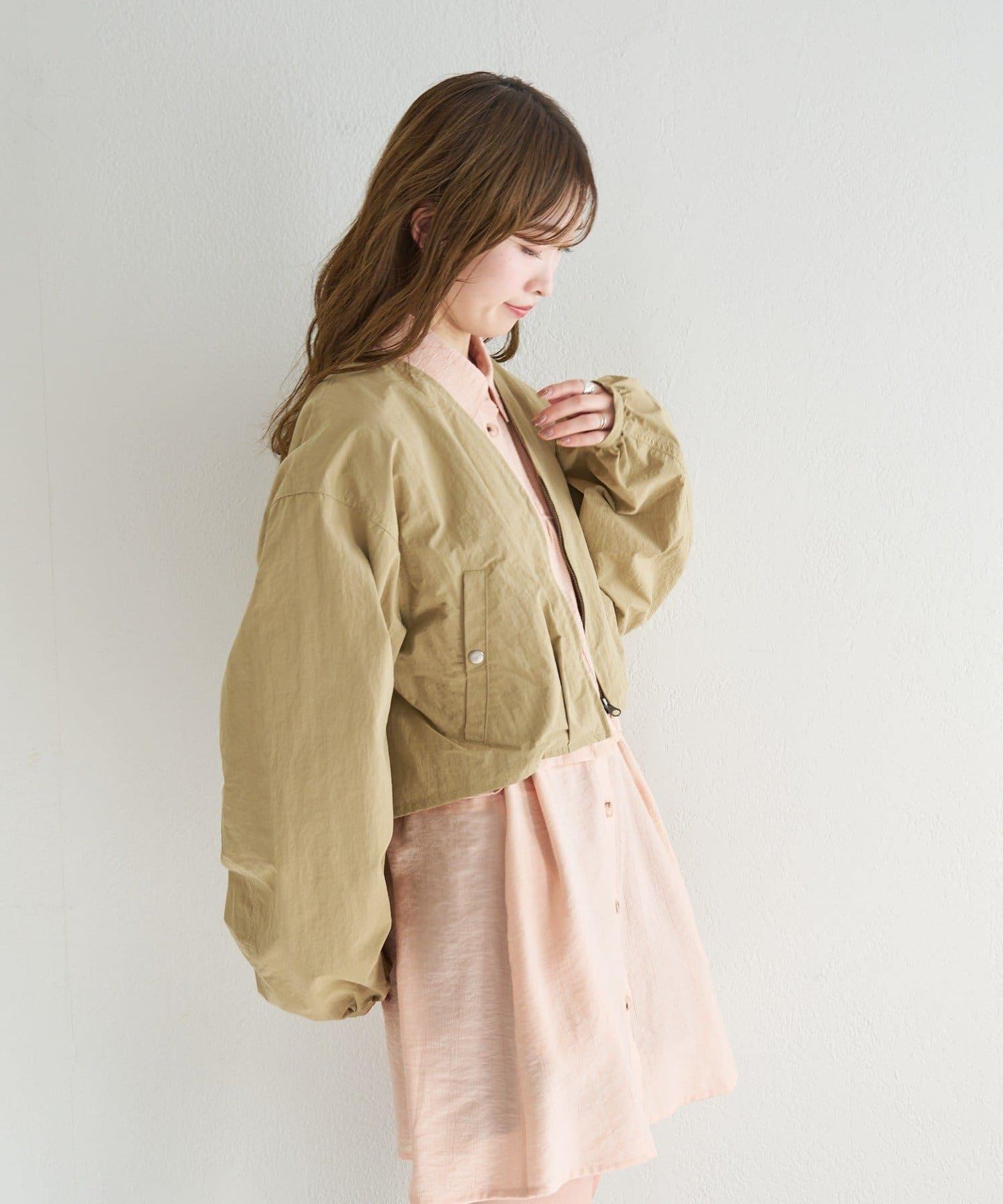 無領設計 尼龍 夾克 B款