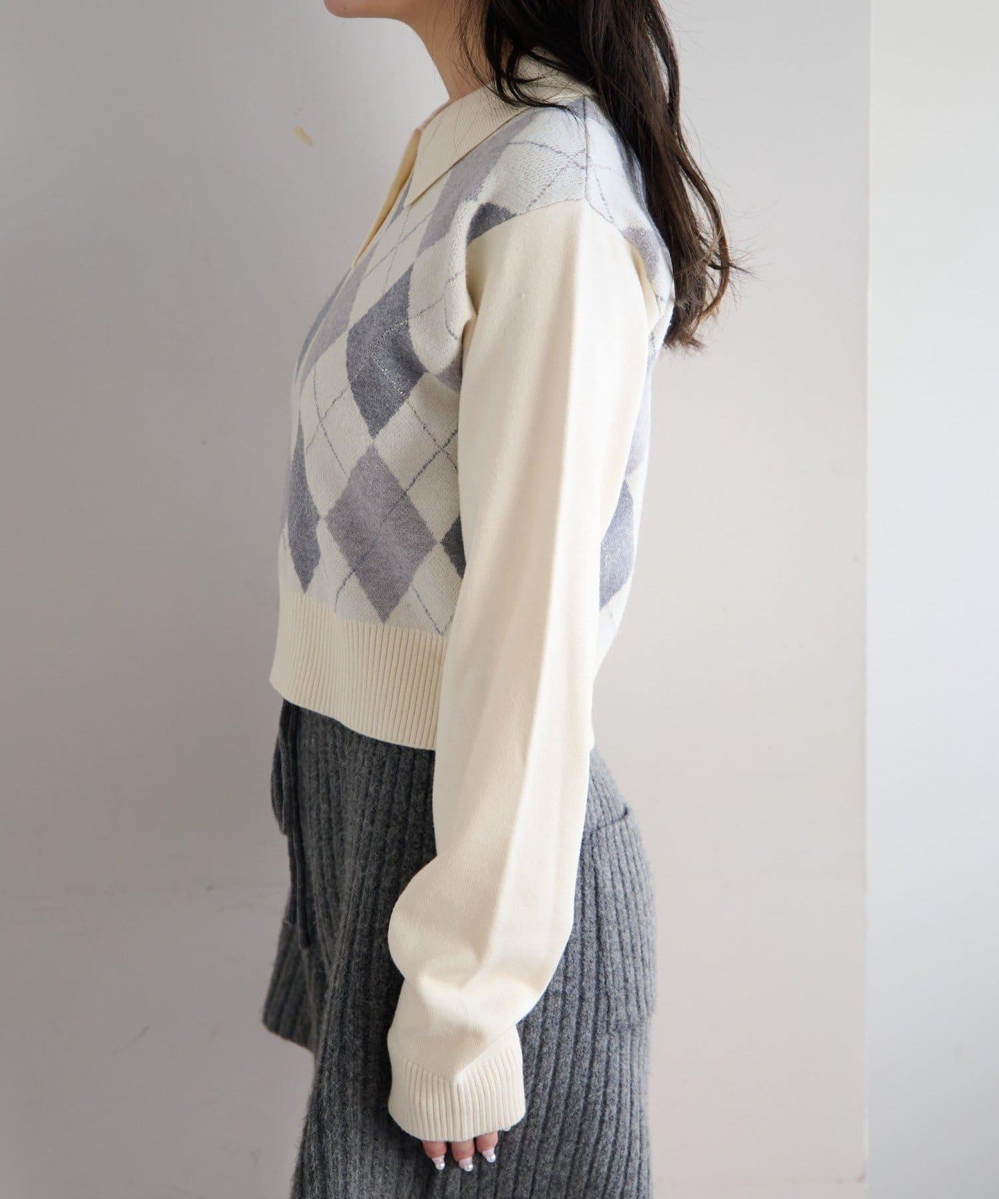 菱格POLO針織上衣