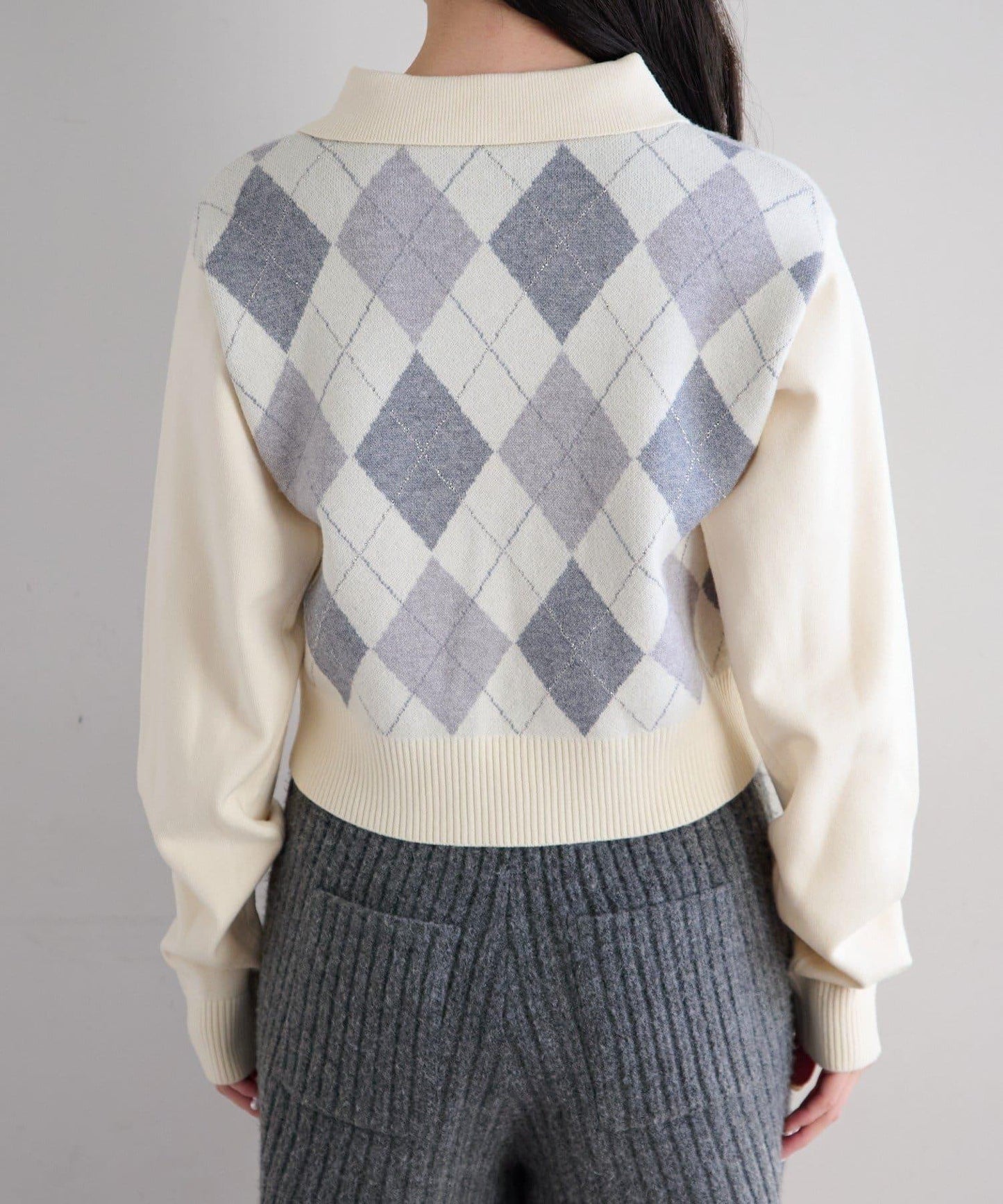 菱格POLO針織上衣