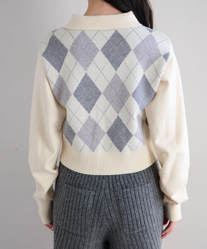 菱格POLO針織上衣