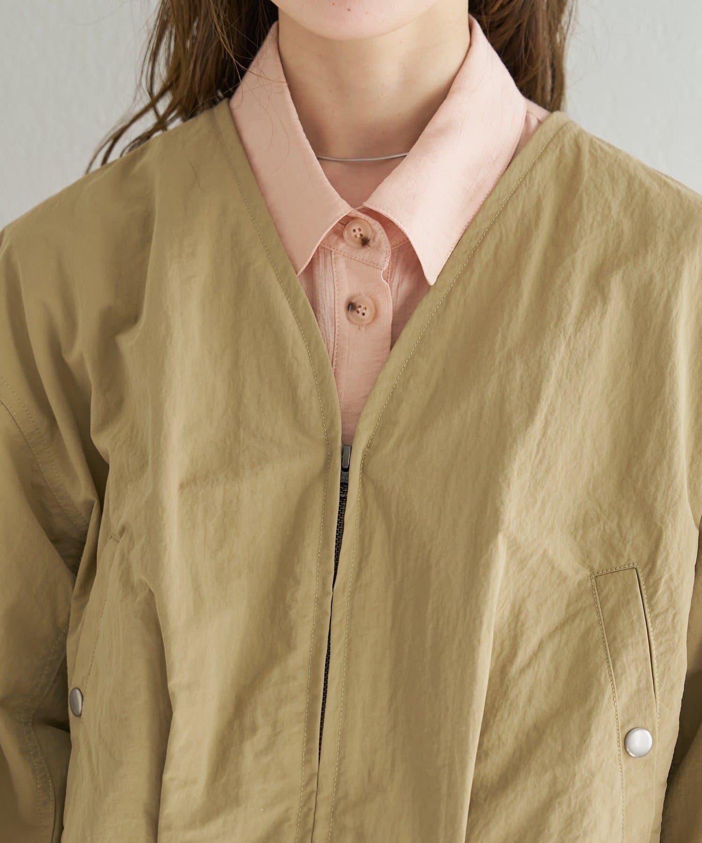 無領設計 尼龍 夾克 B款