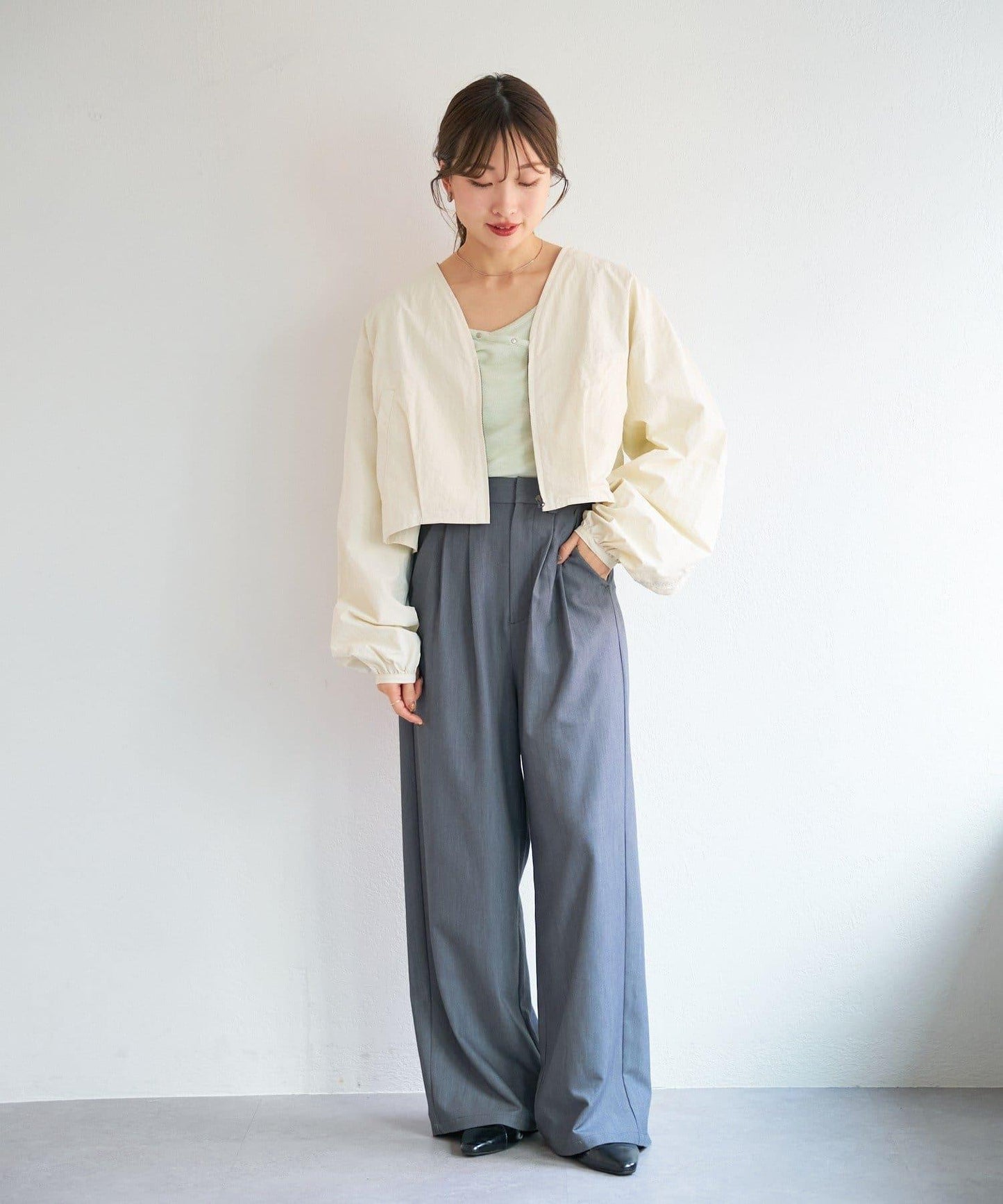 無領設計 尼龍 夾克 B款