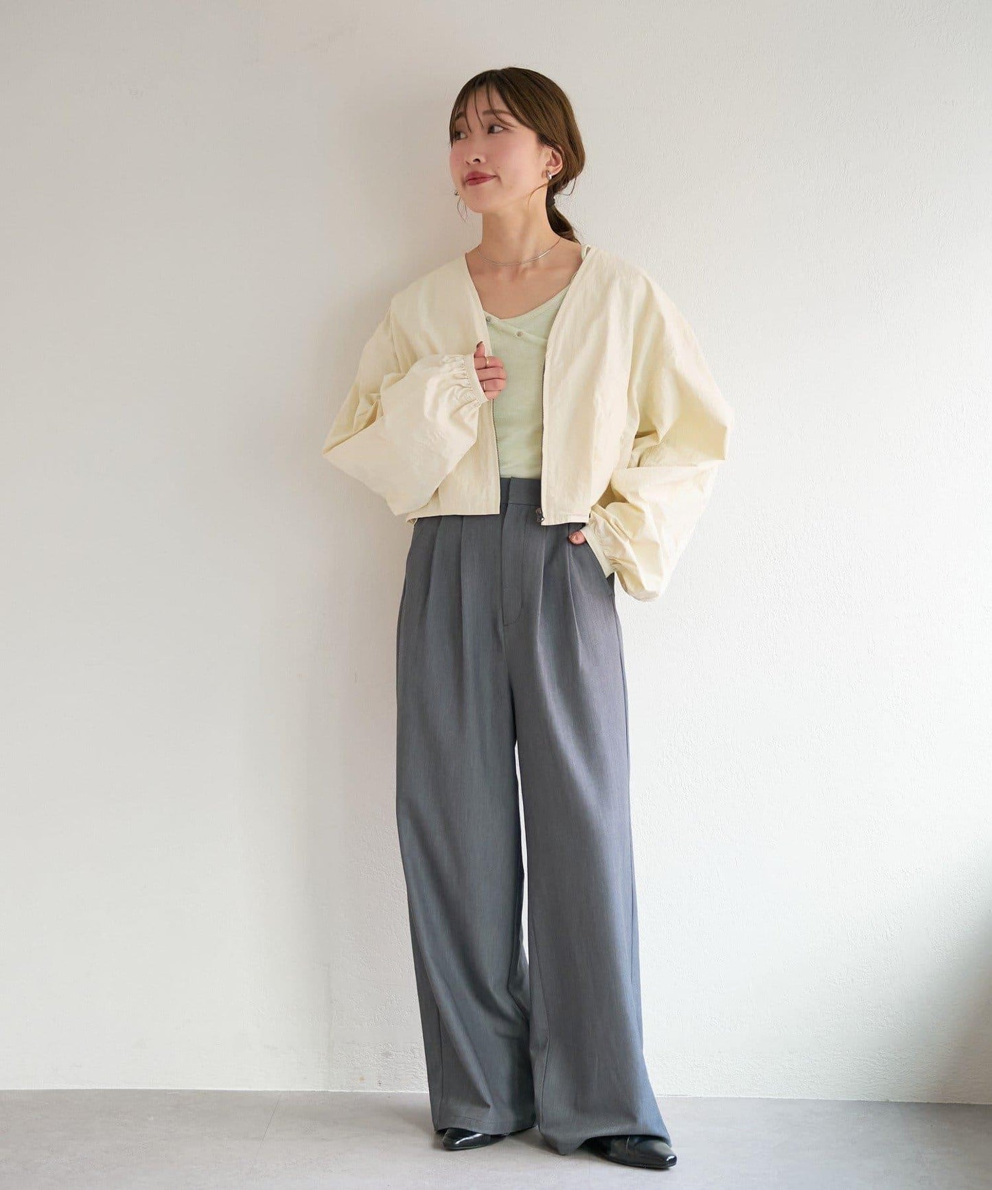 無領設計 尼龍 夾克 B款