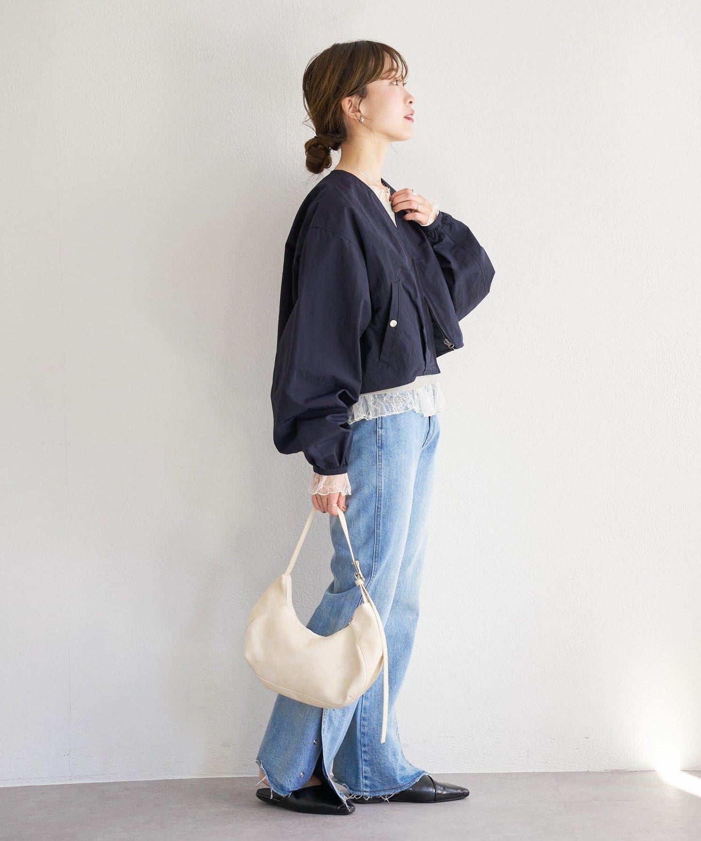 無領設計 尼龍 夾克 B款